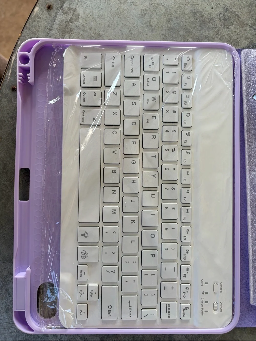 I-PAD CASE WITH KEYBOARD-PURPLE MARBLED MAGNETIC CLOSURE